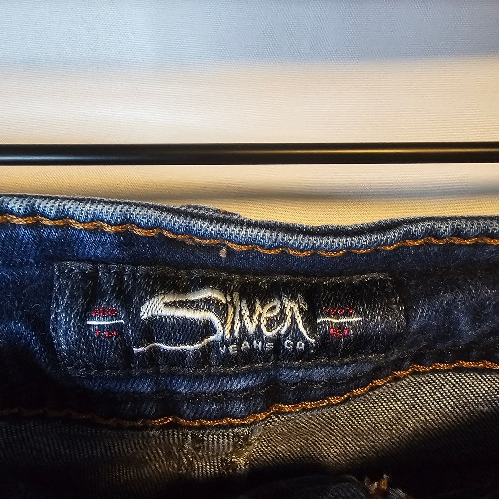 Silver Jeans Suki Bootcut 30x33‎ Dark Wash Blue Distressed Western Boho Cowgirl - Picture 4 of 11